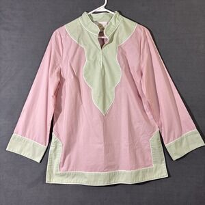 Nicoblu M Women's Top Pastel Pink‎ Green Seafoam Light Tunic Resortwear Vacation